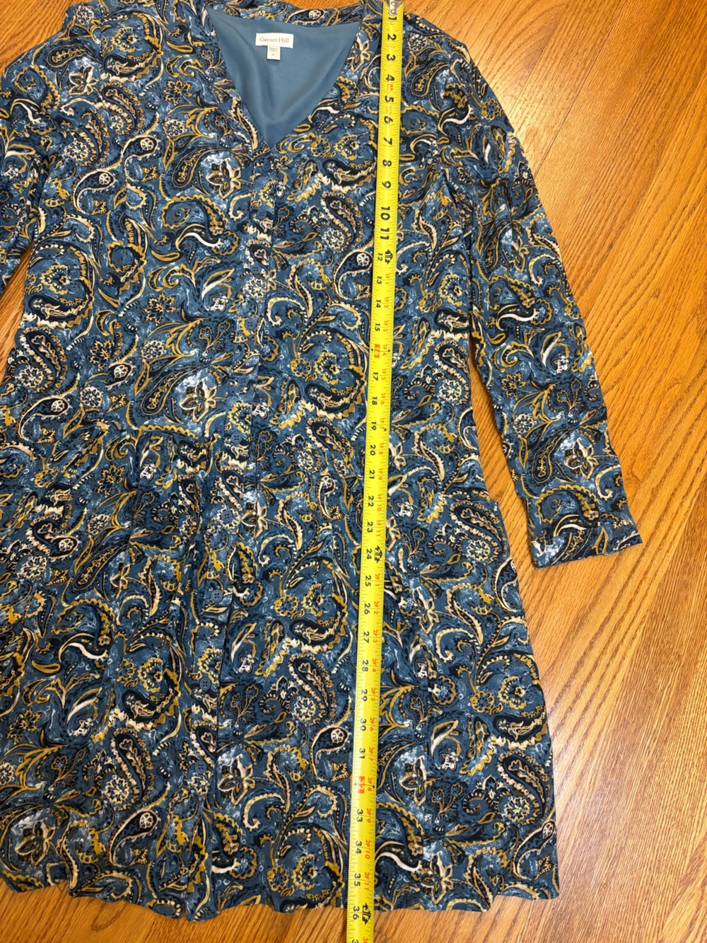 Garnet Hill Blue Paisley Button-Front Dress | 6 | 100% Viscose | Lined | Pockets - Picture 8 of 10